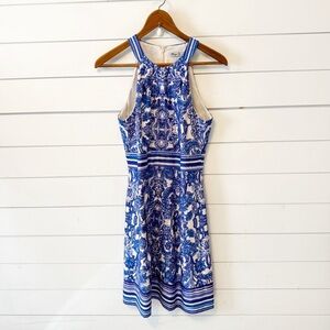 Eliza J | Women’s blue and white paisley print halter neck dress Size 10